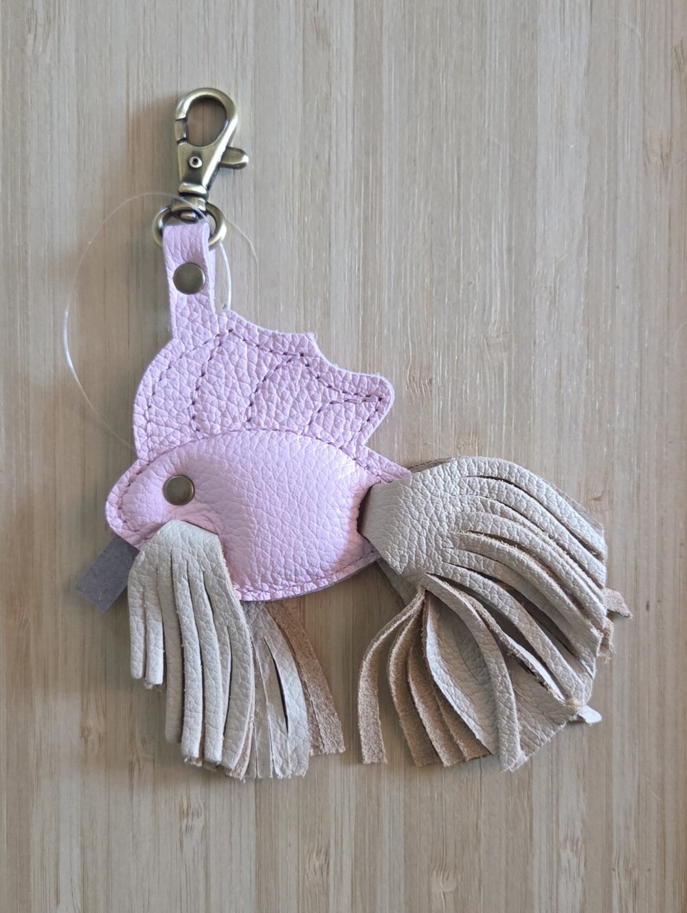Portland Leather Betta Fish Bag Charm Keychain in Pinkaboo